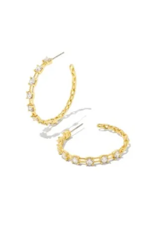 Lexi Hoop Earrings in Gold White Crystal