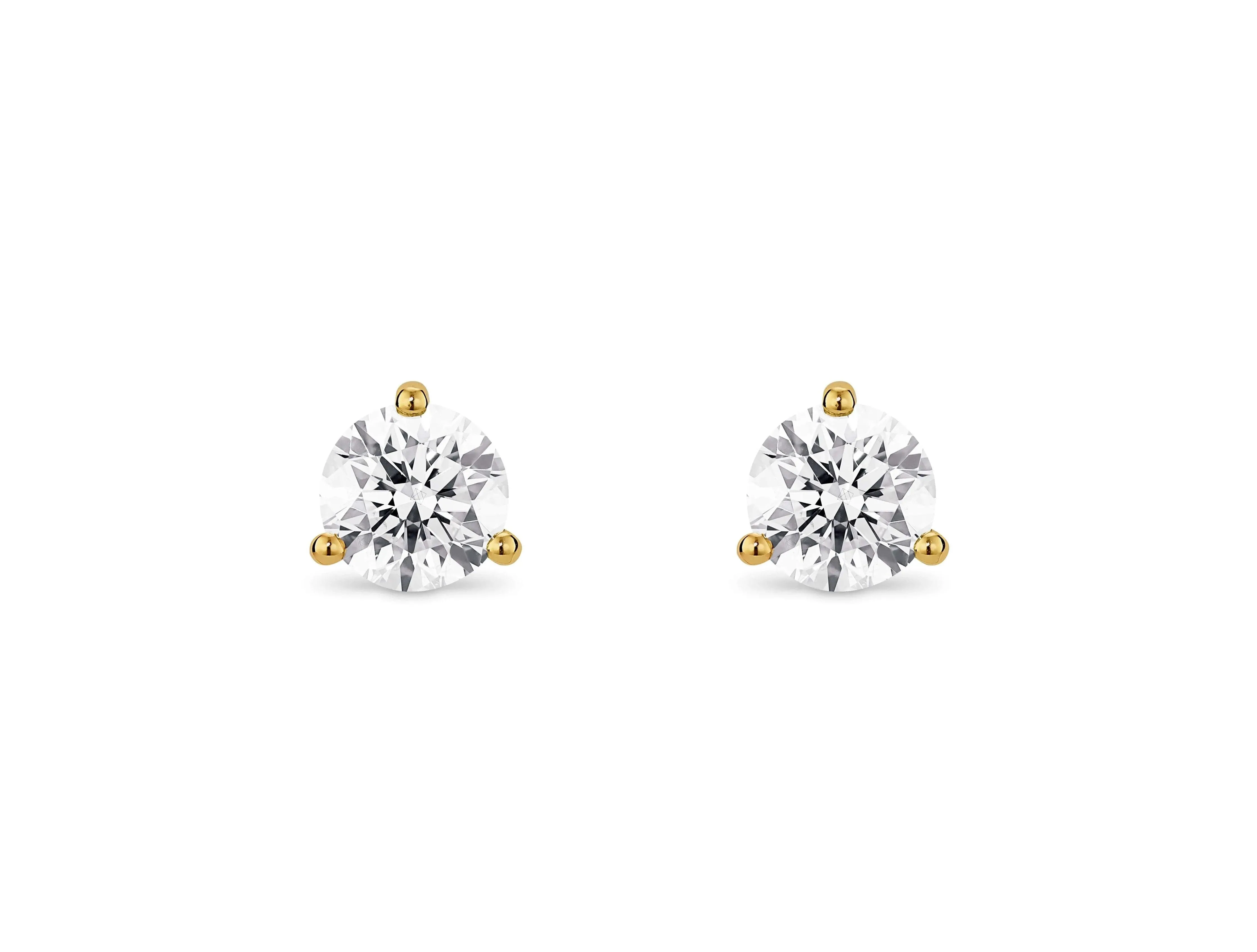 Lightbox Lab-Grown Yellow Gold Diamond Studs - 1ctw
