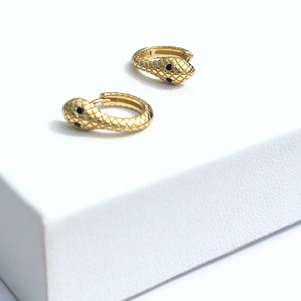 Lindi Kingi Earrings Snake Huggies Gold