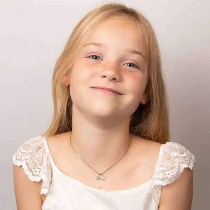 Little Girls Birthstone And Diamond Star Necklace