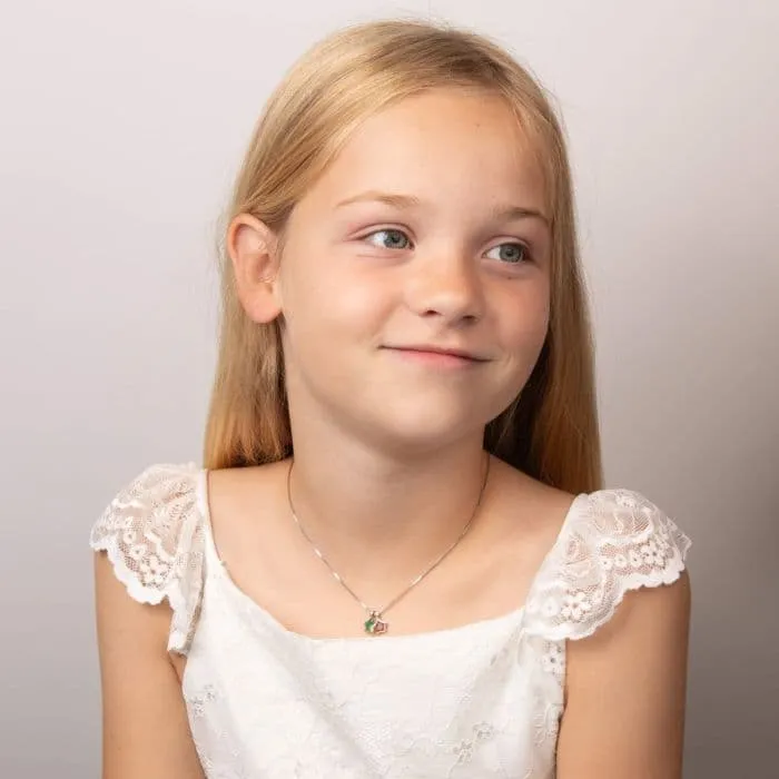 Little Girls Birthstone And Diamond Star Necklace