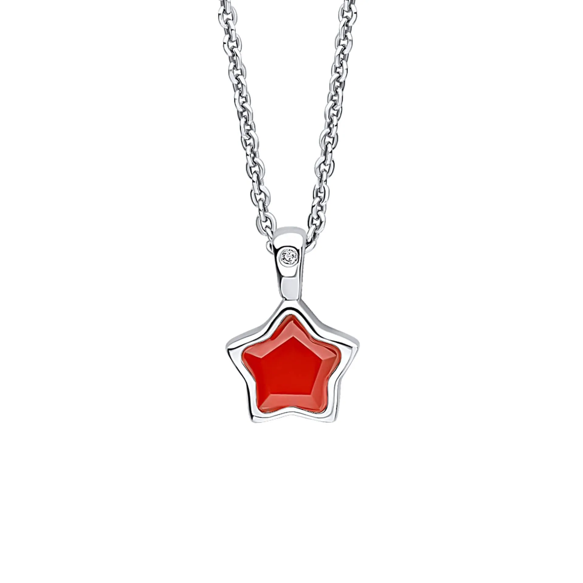 Little Girls Birthstone And Diamond Star Necklace