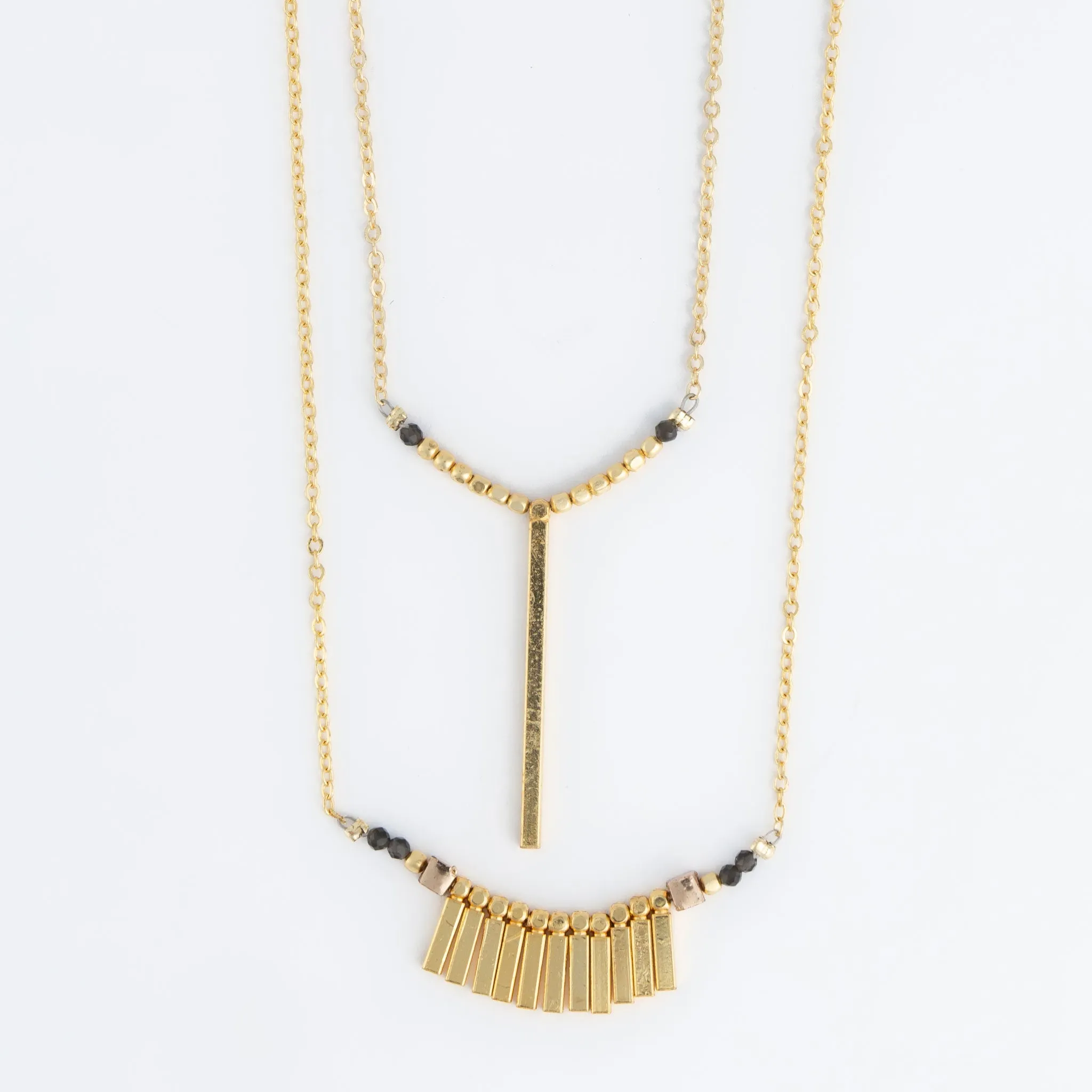 Livvy 18k Gold Layered Bar Pendant Necklace