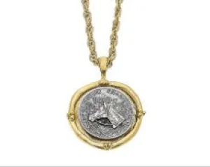 Long Coin Pendant Necklace, Horse Head