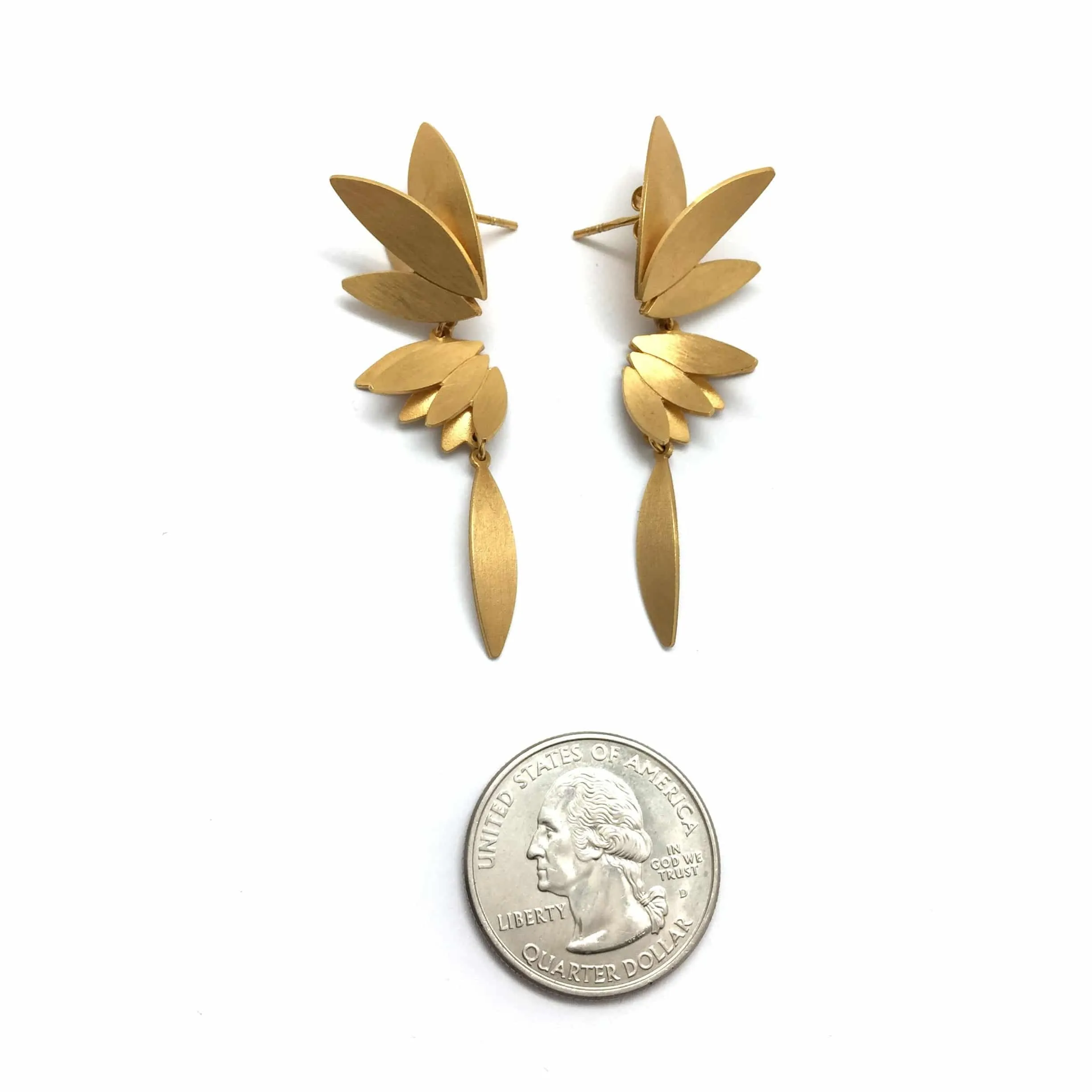 Long Feathered Wing Drops - Gold