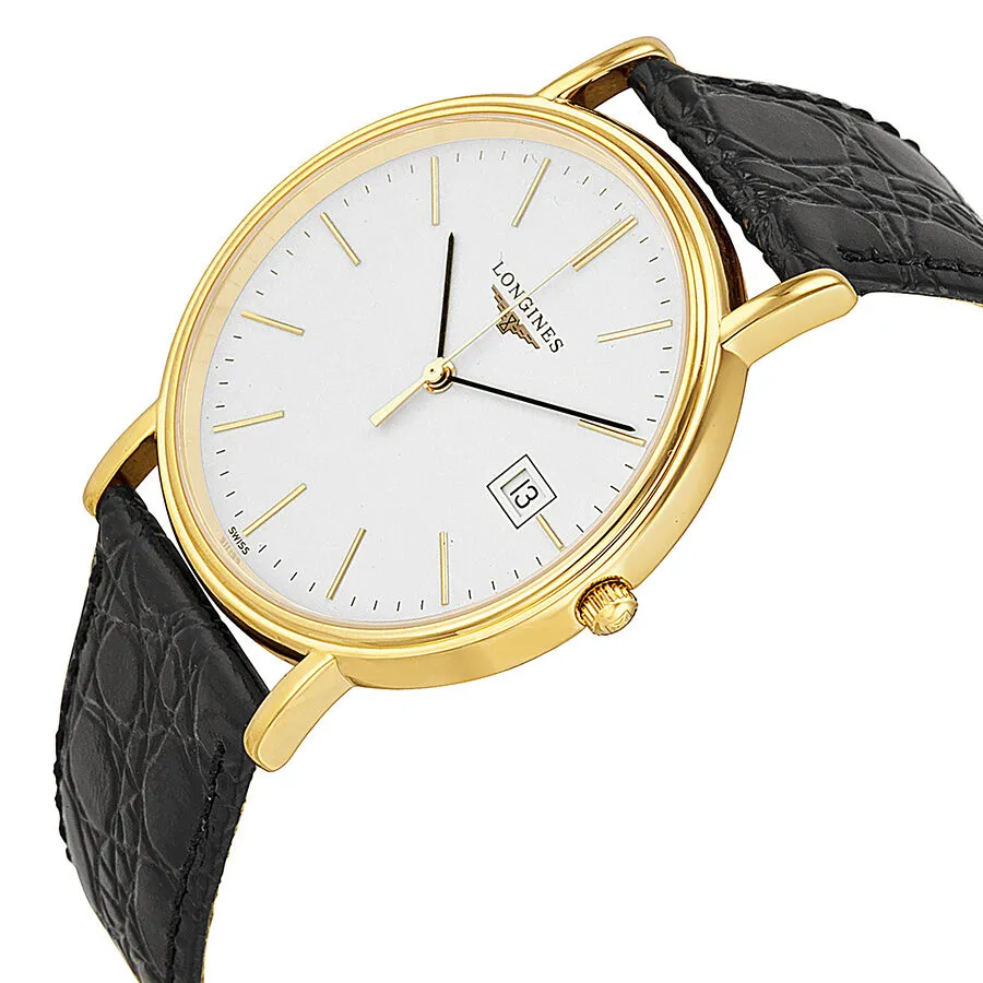 Longines Presence White Dial Black Leather Men's Watch L47902122 L4.790.2.12.2