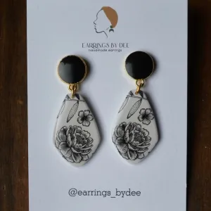 Love in Black And White Statement Earrings