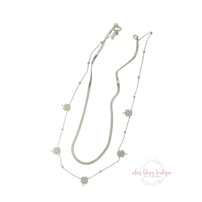 Lucky In Love - Stainless Steel Clover Necklace
