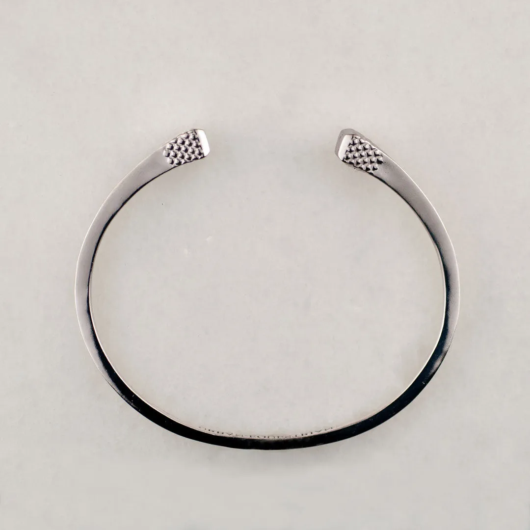 Lucky Nail - Blacksmith Texture and Sterling Silver on Solid White Brass Horseshoe Cuff Bracelet