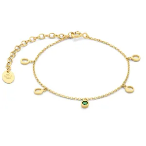 Luna 925 sterling silver gold plated bracelet with green zirconia stone