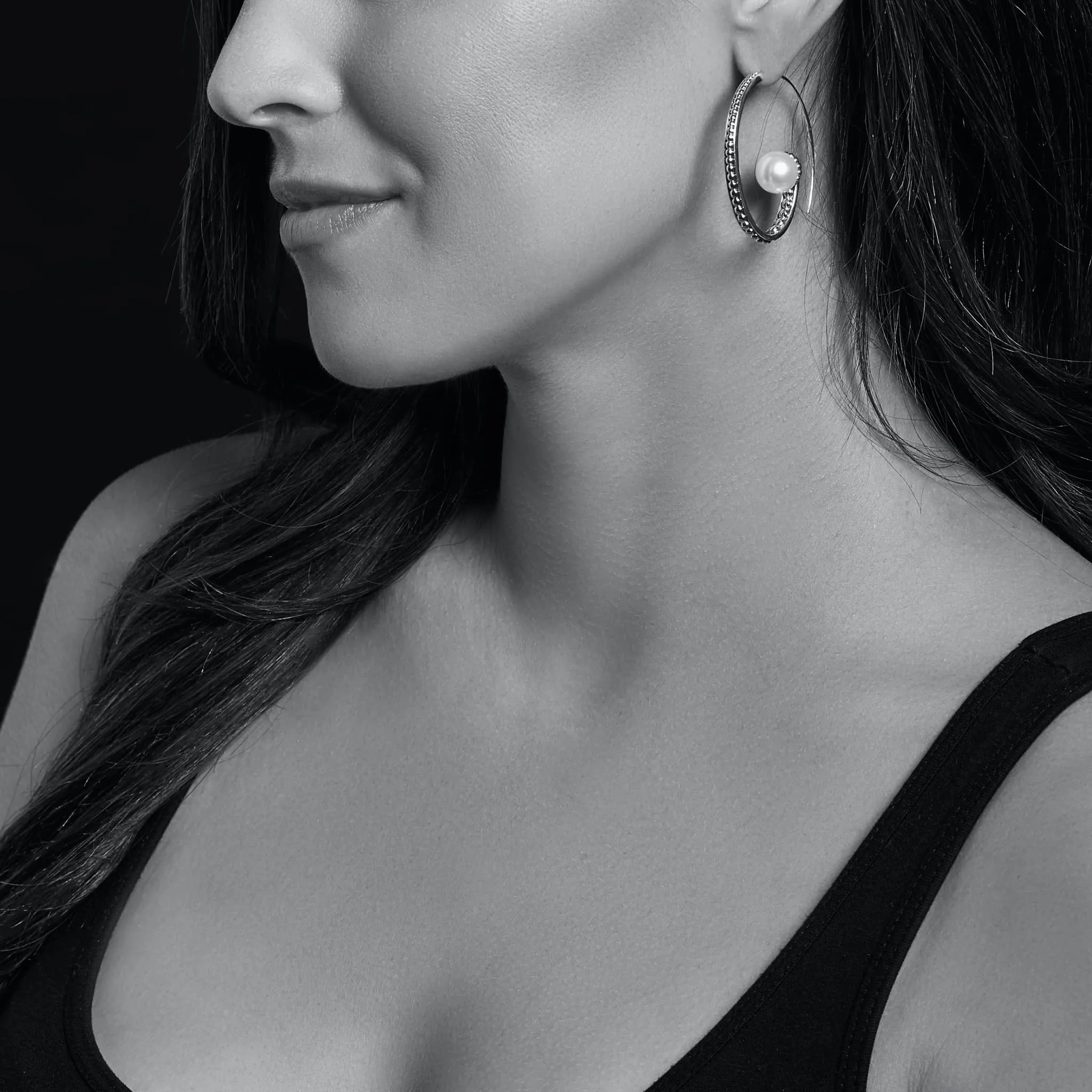 Luna Statement Pearl Hoop Earrings