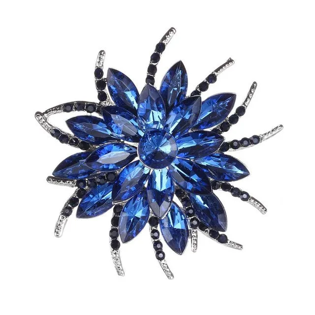 Luxury Bijoux Large Crystal Rhinestone Flowers Brooches Epoxy Corsage Wedding Broach Bouquet Hijab Pin Broches Party Women