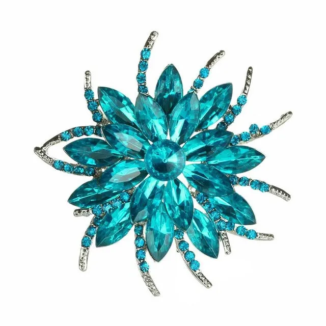 Luxury Bijoux Large Crystal Rhinestone Flowers Brooches Epoxy Corsage Wedding Broach Bouquet Hijab Pin Broches Party Women