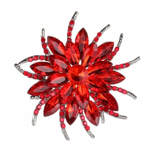 Luxury Bijoux Large Crystal Rhinestone Flowers Brooches Epoxy Corsage Wedding Broach Bouquet Hijab Pin Broches Party Women
