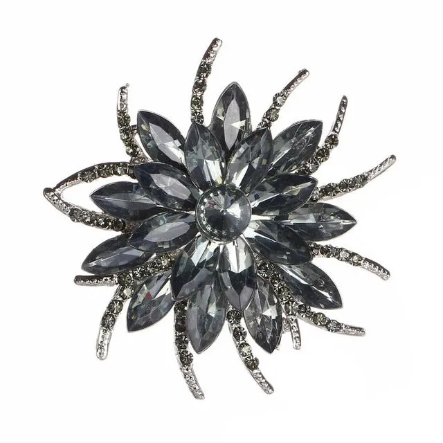 Luxury Bijoux Large Crystal Rhinestone Flowers Brooches Epoxy Corsage Wedding Broach Bouquet Hijab Pin Broches Party Women