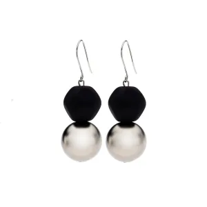 Madison - Black and silver two-tier bead earrings