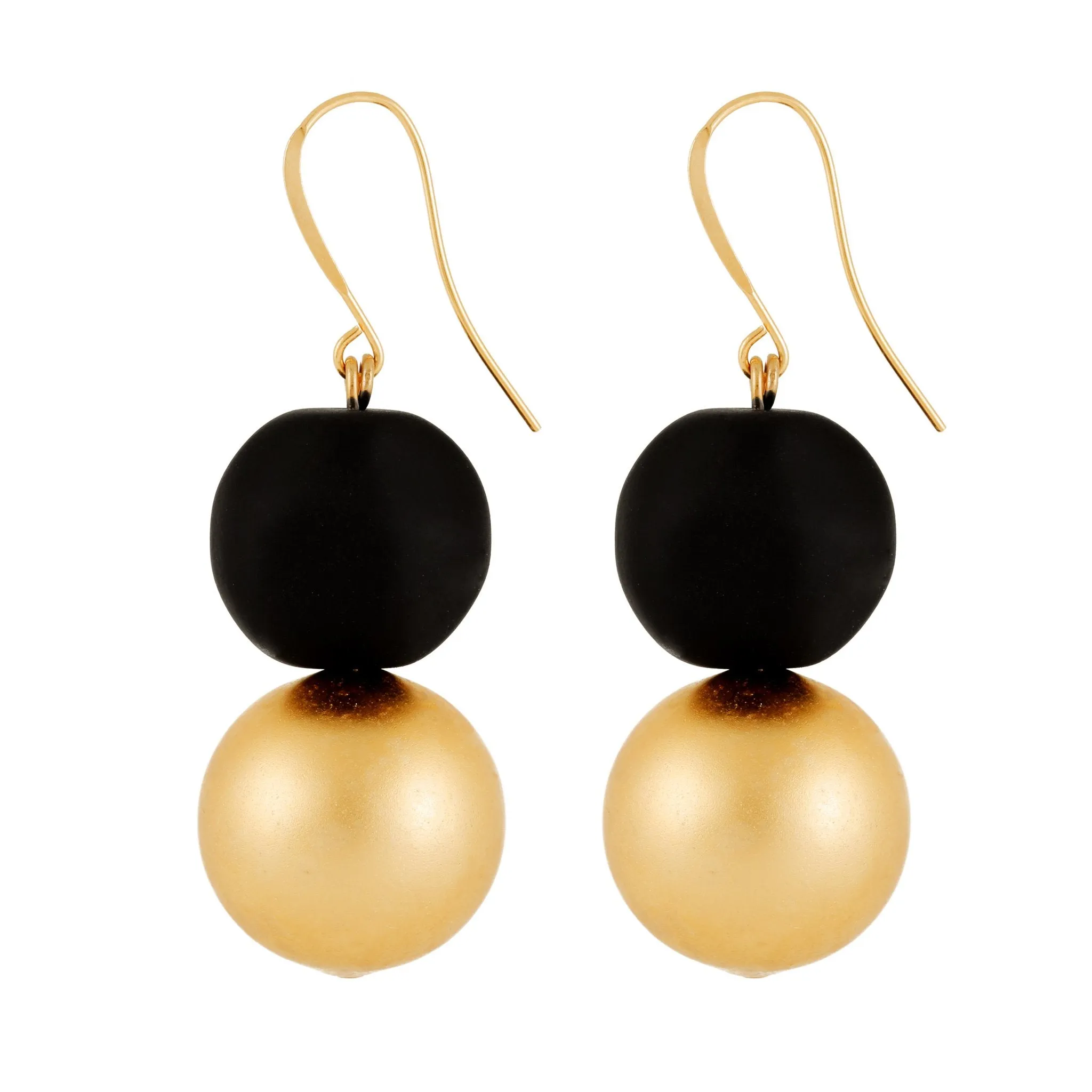 Madison - Black and silver two-tier bead earrings