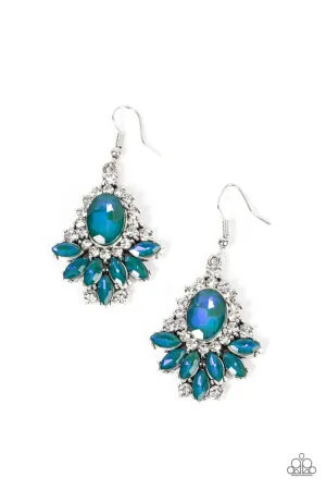 Magic Spell Sparkle - Green - Blueish Iridescent Marquise Rhinestone Paparazzi Fishhook Earrings