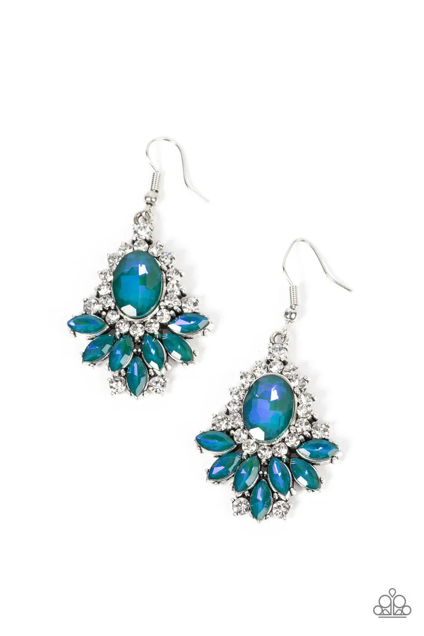 Magic Spell Sparkle - Green - Blueish Iridescent Marquise Rhinestone Paparazzi Fishhook Earrings