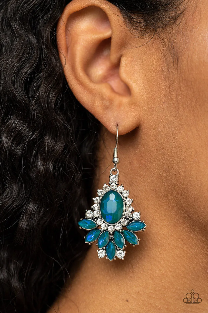 Magic Spell Sparkle - Green - Blueish Iridescent Marquise Rhinestone Paparazzi Fishhook Earrings