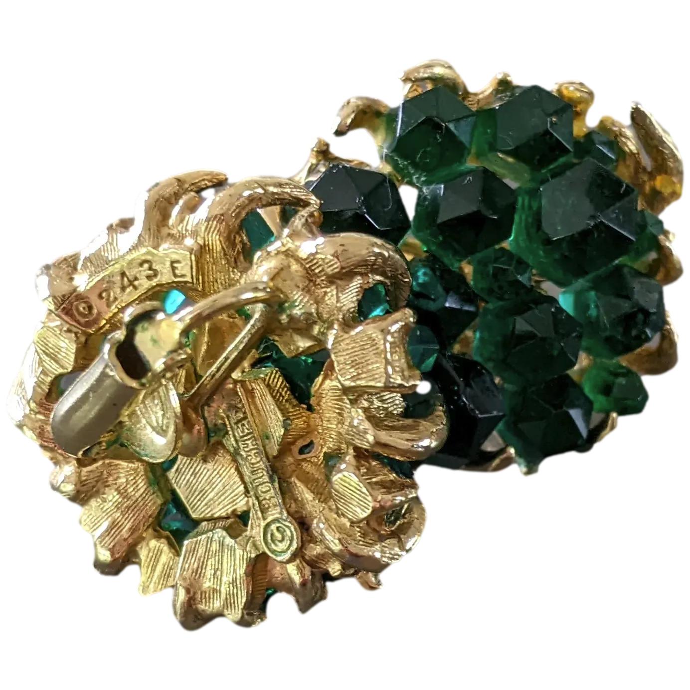 Marcel Boucher Late 1955 Art Brut "Mineraux" Poured Glass Numbered Clip on Earrings, Mint!