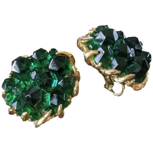 Marcel Boucher Late 1955 Art Brut "Mineraux" Poured Glass Numbered Clip on Earrings, Mint!