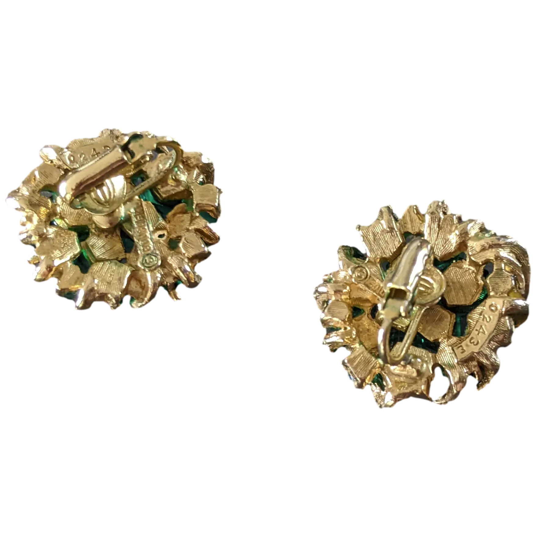 Marcel Boucher Late 1955 Art Brut "Mineraux" Poured Glass Numbered Clip on Earrings, Mint!