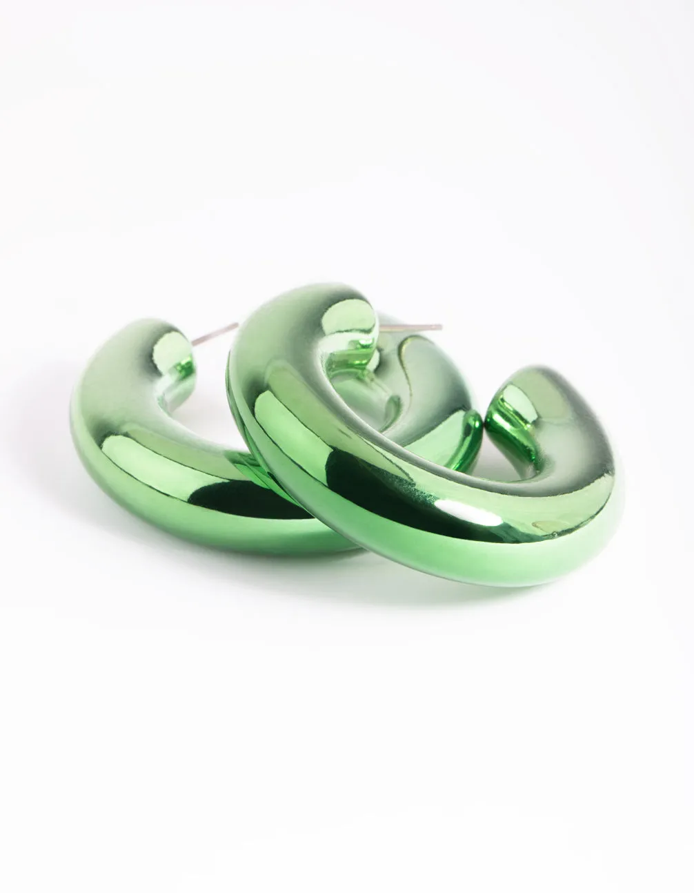 Matte Green Thick Hoop Earrings