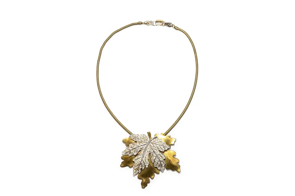 McCLELLAND BARCLAY Gold Plated Maple Leaf with Diamanté Necklace