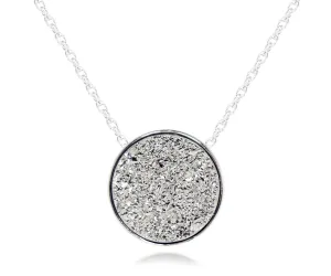 Medium Round Platinum Druzy Necklace
