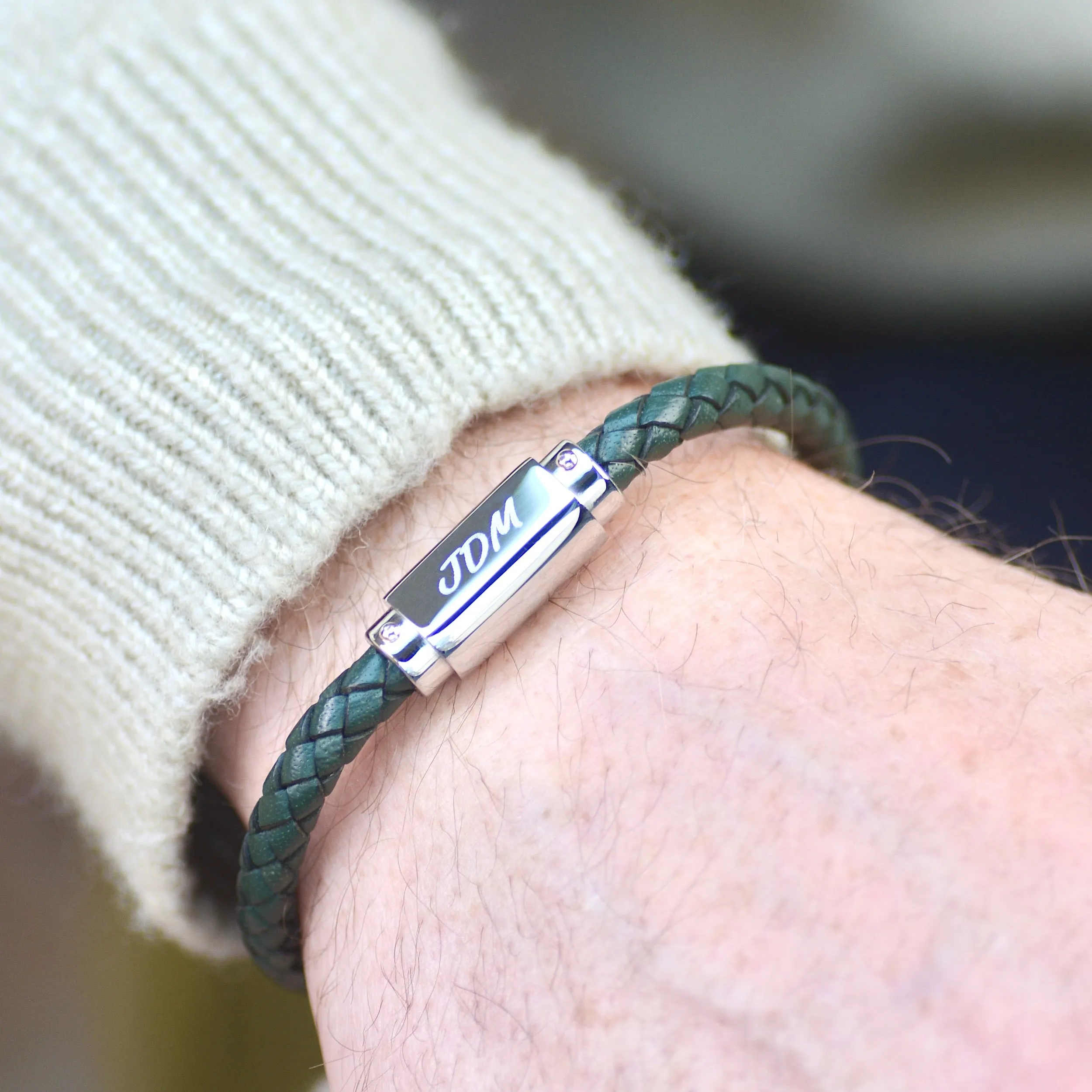 Men's Personalised Plait Bolo Leather Bracelet