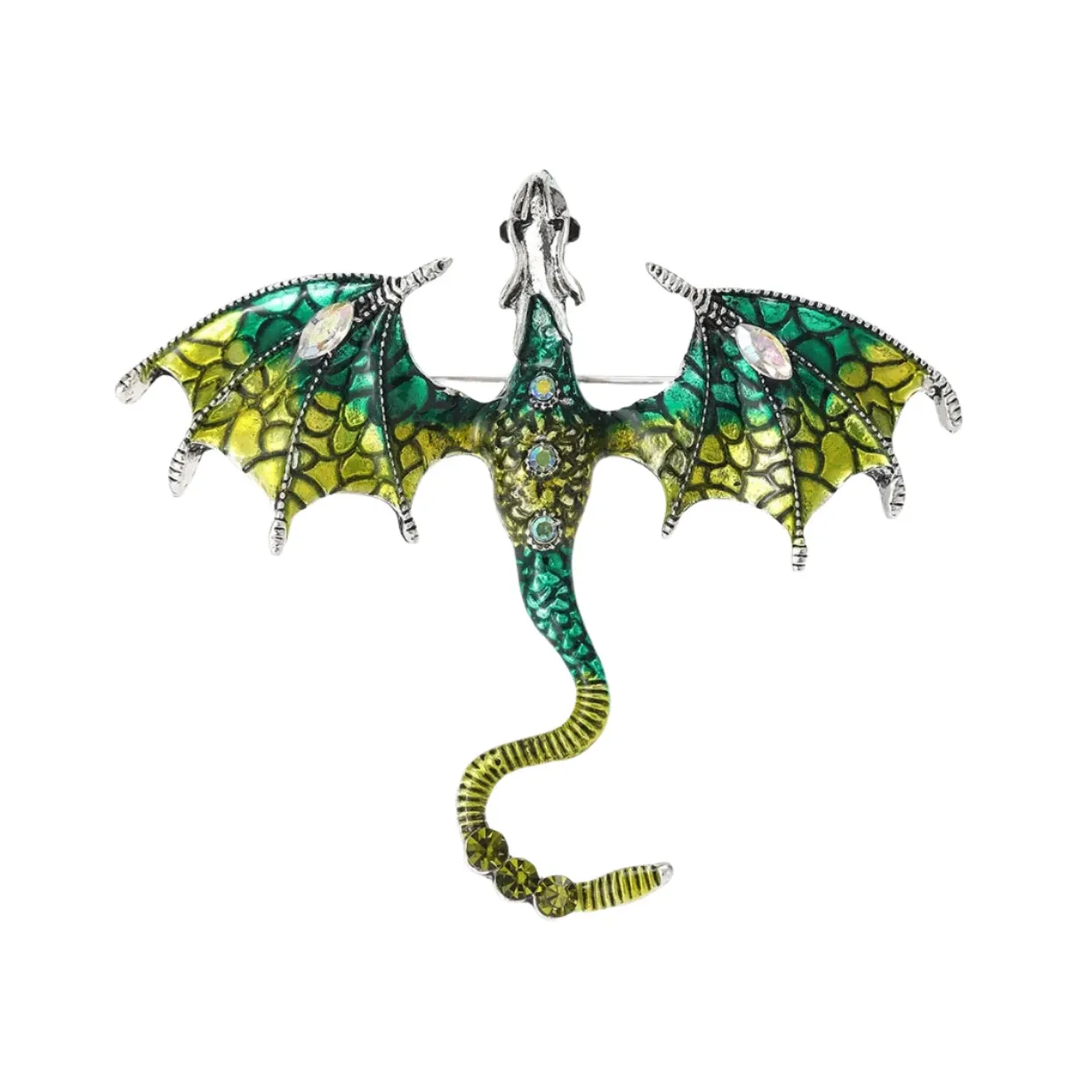 Metal Flying Dragon Brooches for Women Unisex Animal Pin Backed Enamel Large Party Casual Accessories Gifts