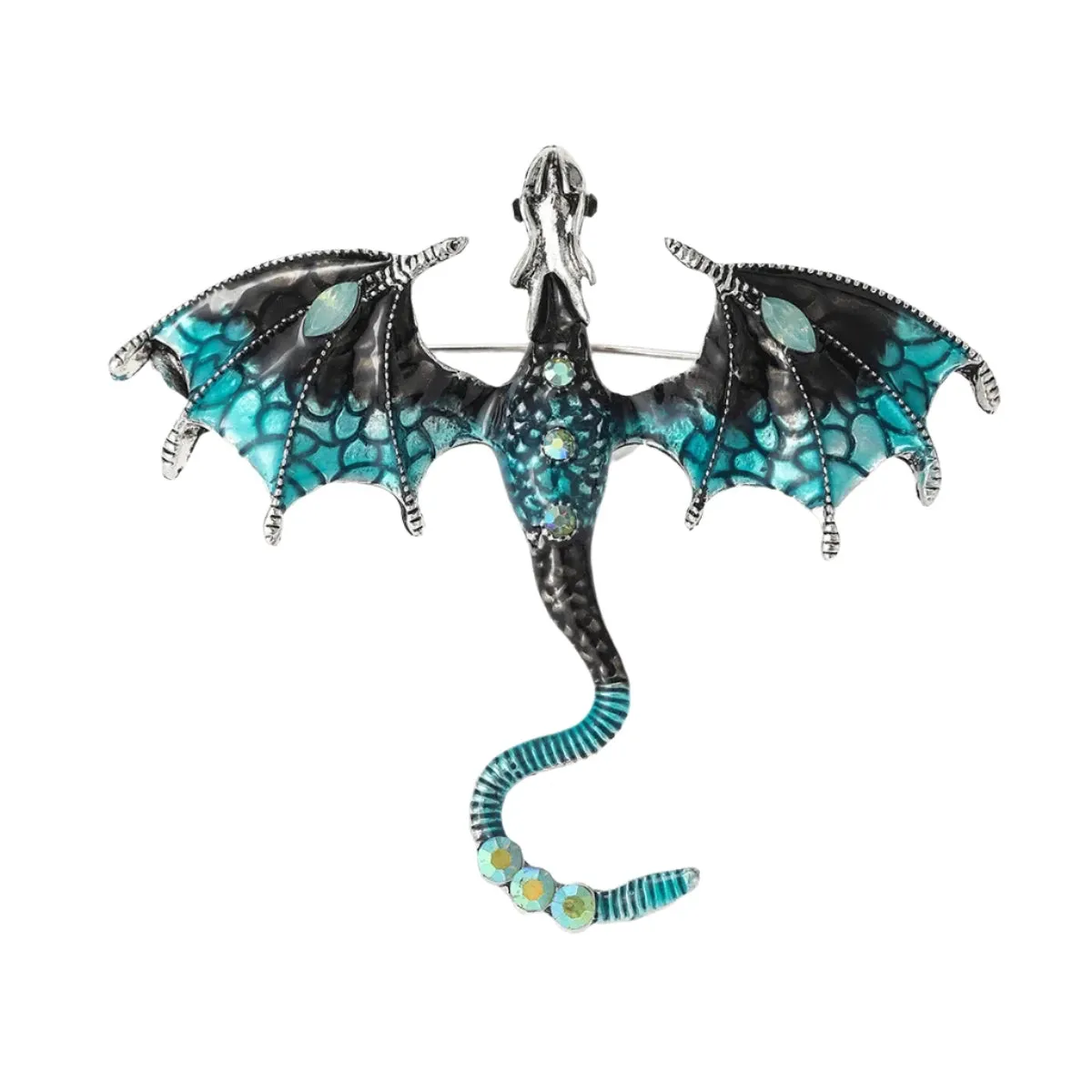 Metal Flying Dragon Brooches for Women Unisex Animal Pin Backed Enamel Large Party Casual Accessories Gifts