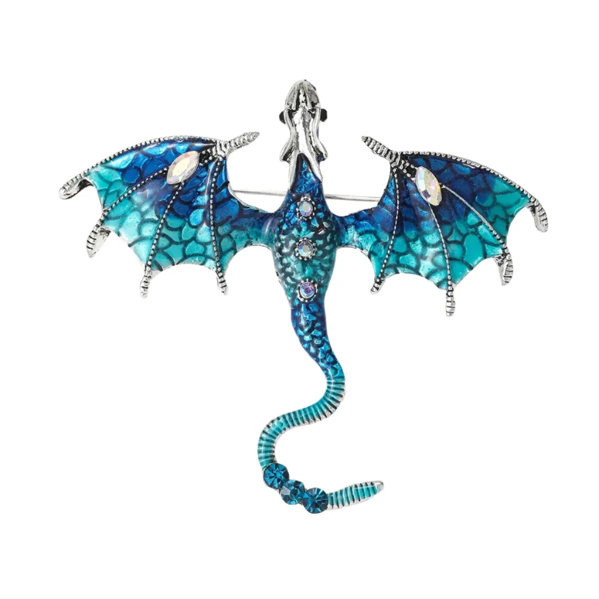 Metal Flying Dragon Brooches for Women Unisex Animal Pin Backed Enamel Large Party Casual Accessories Gifts