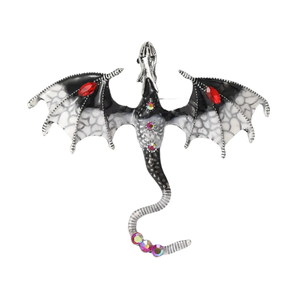Metal Flying Dragon Brooches for Women Unisex Animal Pin Backed Enamel Large Party Casual Accessories Gifts
