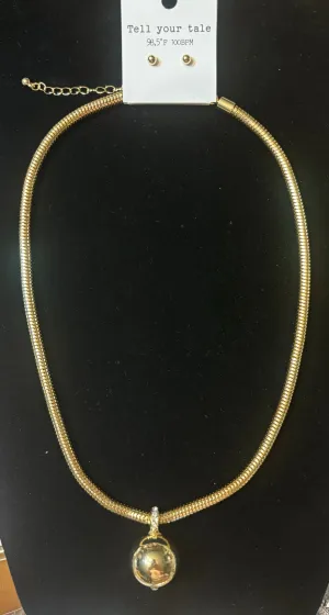 Metal Gumball Pendant Necklace Set