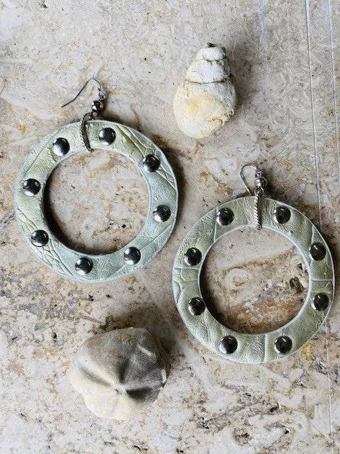 Metallic Pearl Large Studded Hoops