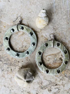 Metallic Pearl Large Studded Hoops