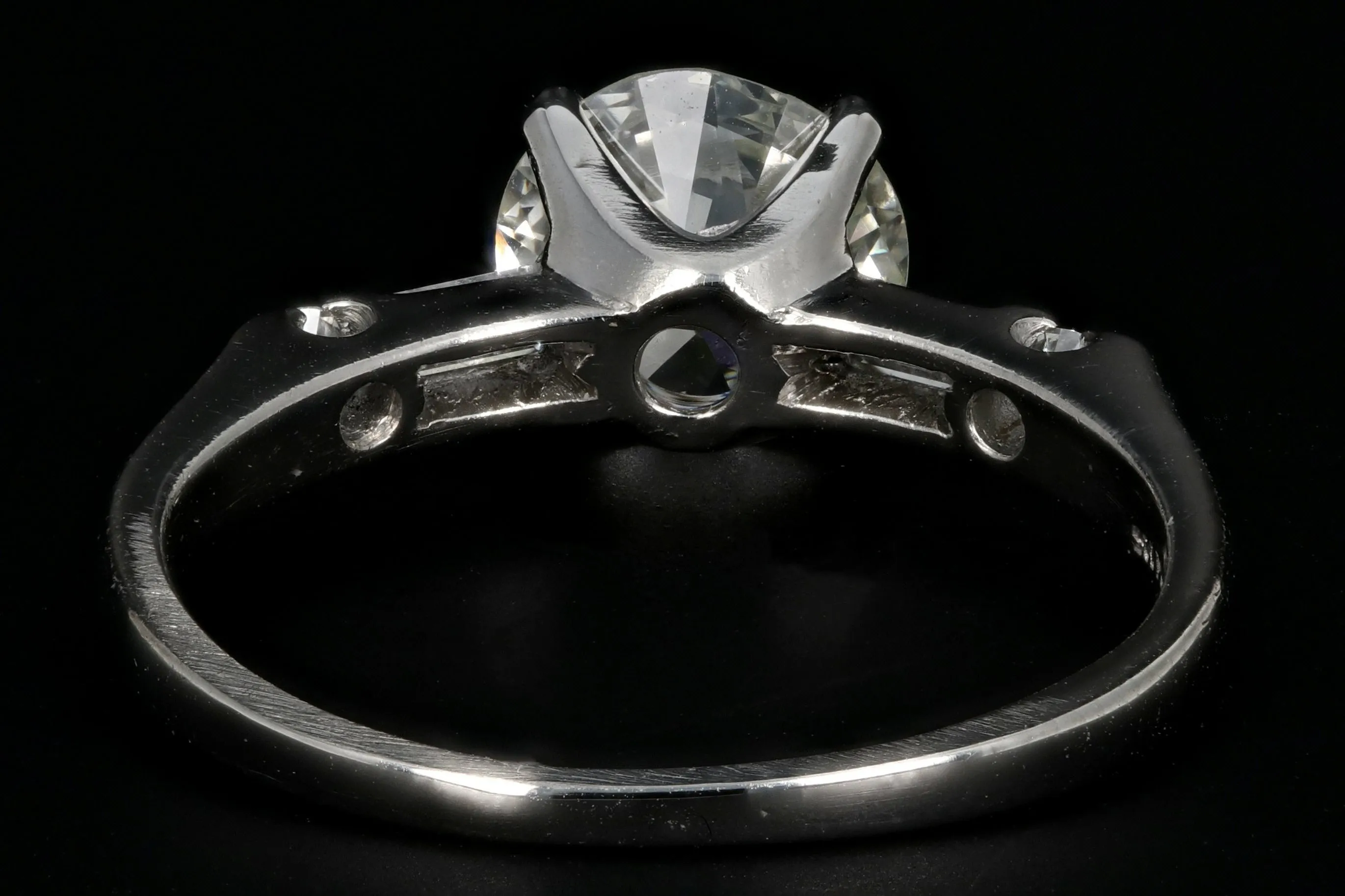Mid Century Platinum 1.35 Carat Diamond Engagement Ring GIA Certified