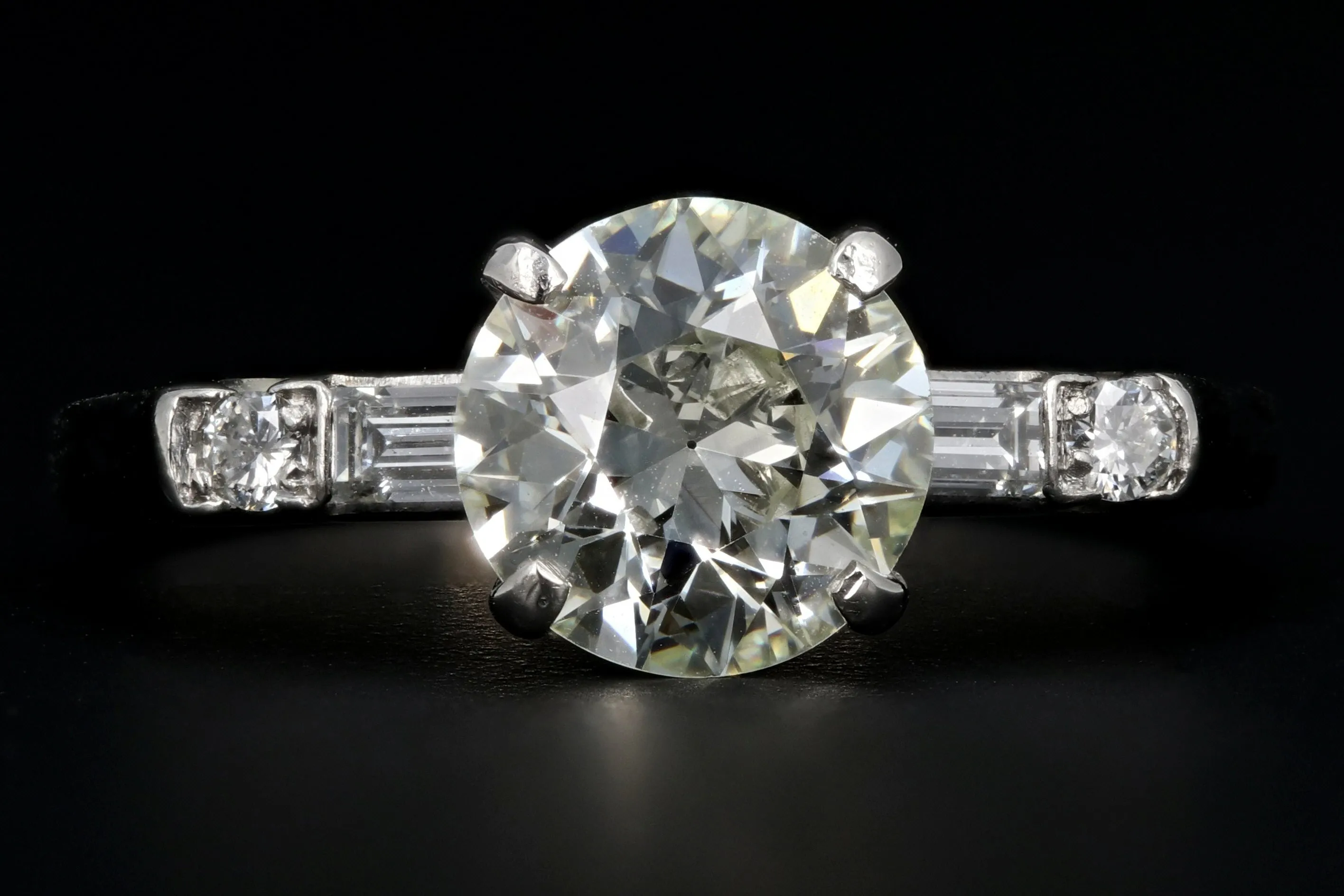 Mid Century Platinum 1.35 Carat Diamond Engagement Ring GIA Certified