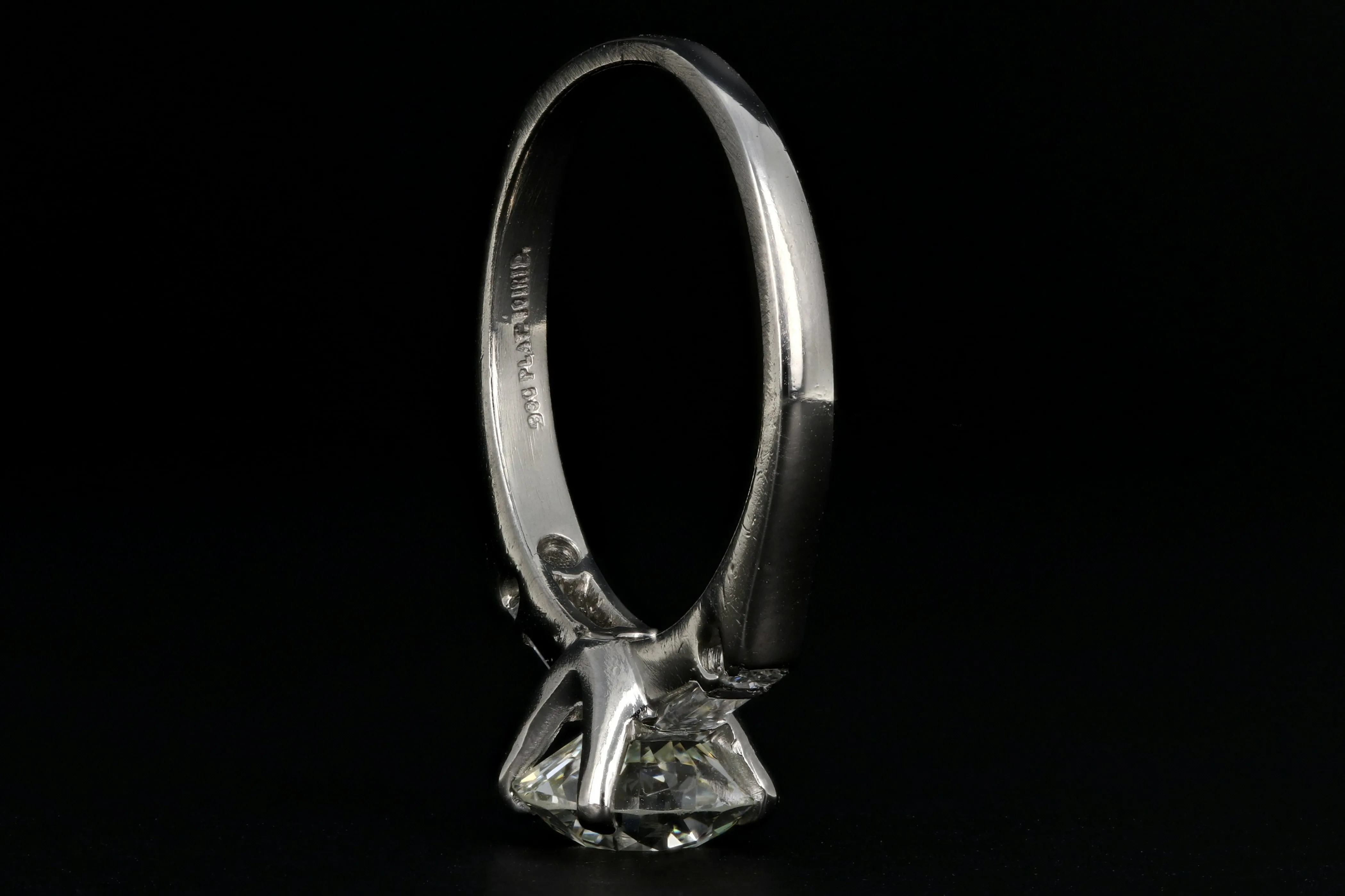 Mid Century Platinum 1.35 Carat Diamond Engagement Ring GIA Certified