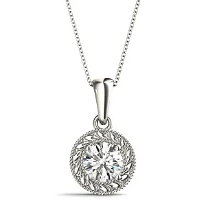 Milgrain Filigree Round Diamond Vintage Necklace Pendant