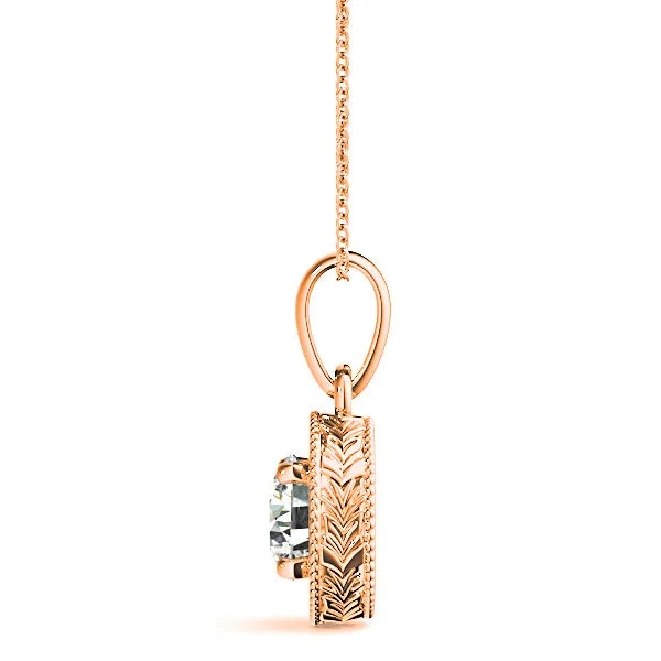 Milgrain Filigree Round Diamond Vintage Necklace Pendant