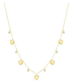 Mini Hearts and Dew Drop Necklace