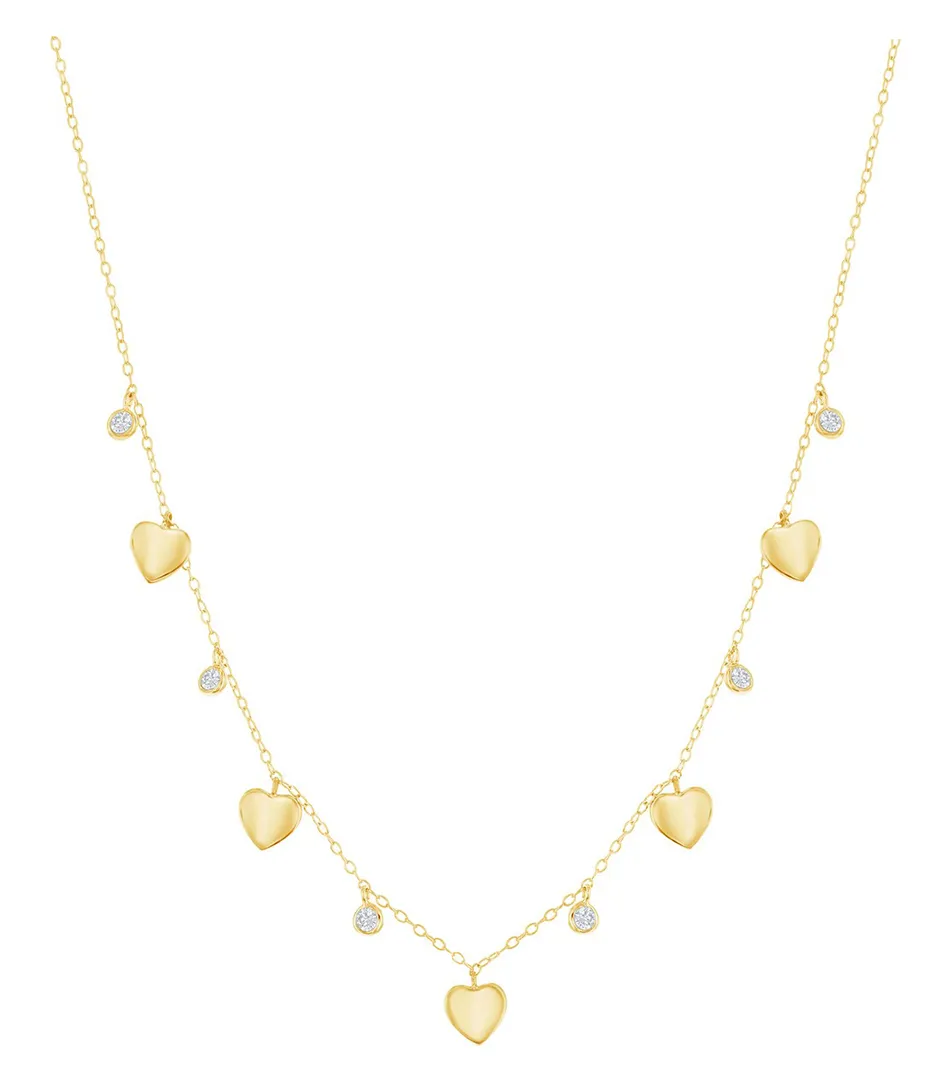 Mini Hearts and Dew Drop Necklace