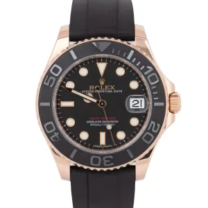 MINT PAPERS Rolex Yacht-Master Black Rose Gold Oysterflex 37mm Watch 268655 BOX
