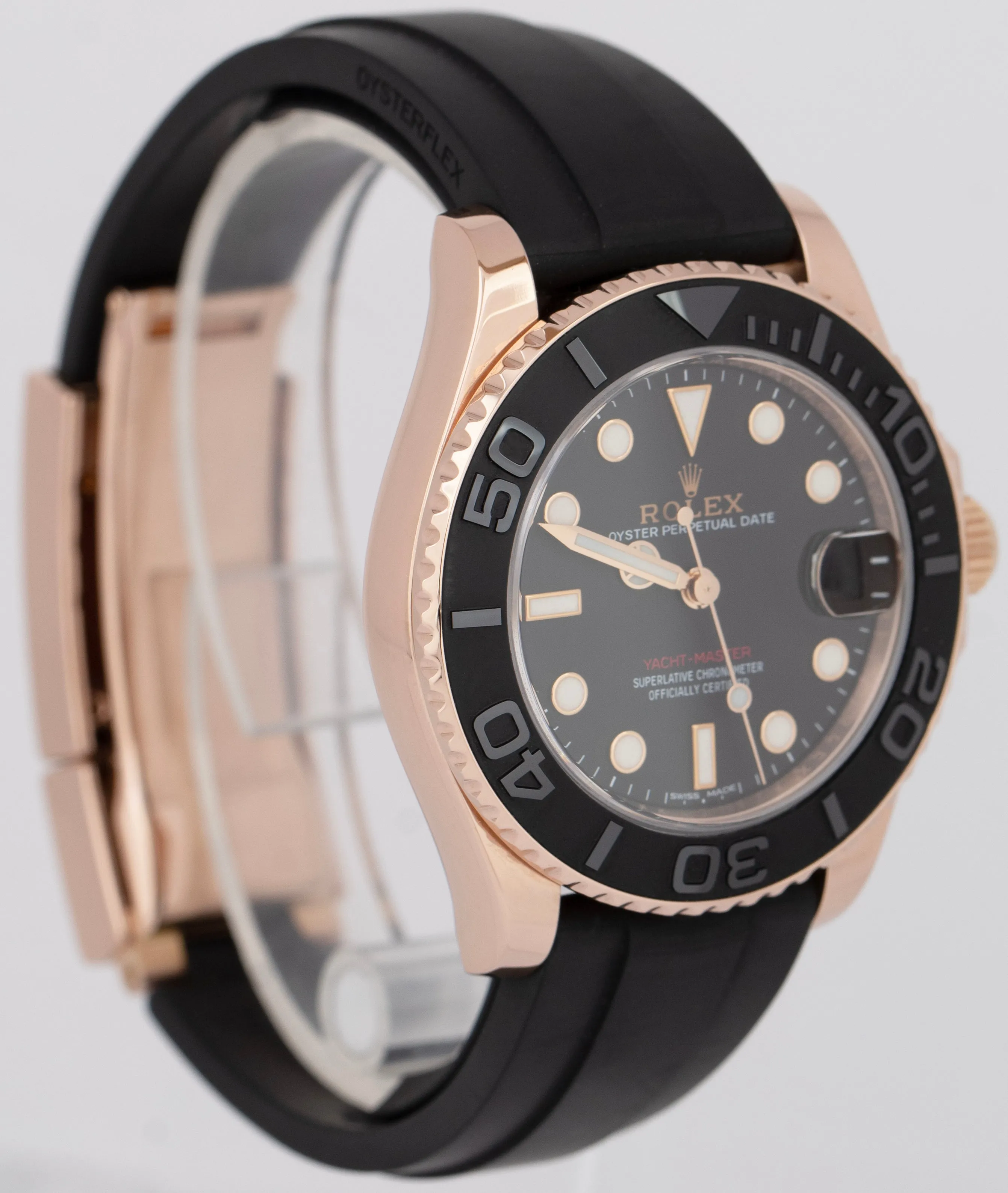 MINT PAPERS Rolex Yacht-Master Black Rose Gold Oysterflex 37mm Watch 268655 BOX