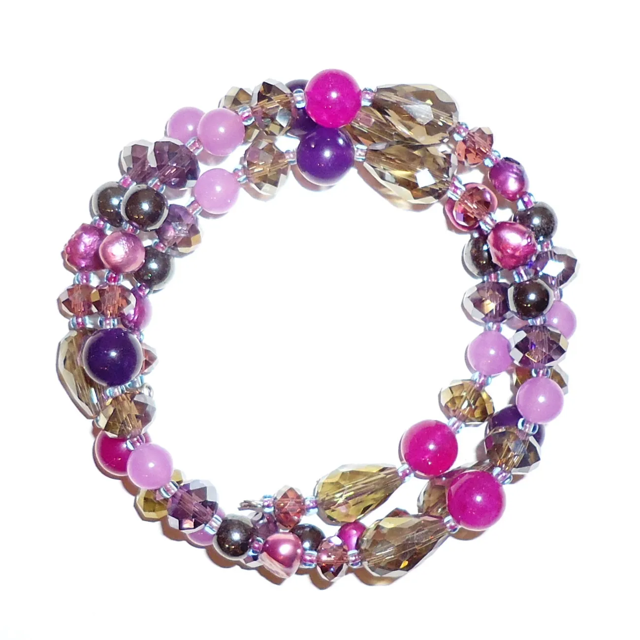 Mixed Stone Infinity Bracelet - Purple
