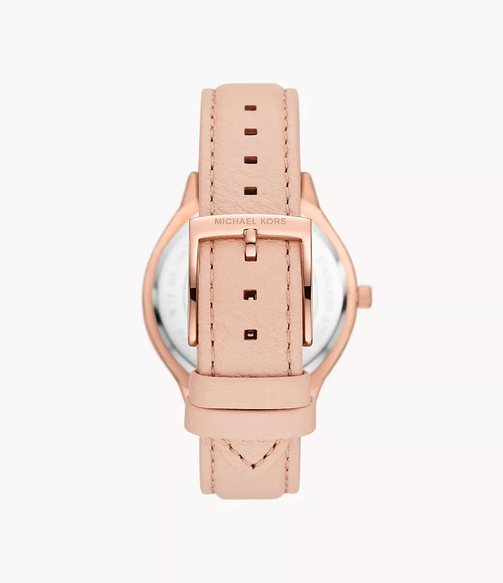MK7467 Michael Kors Slim Runway Three-Hand Blush Leather Watch