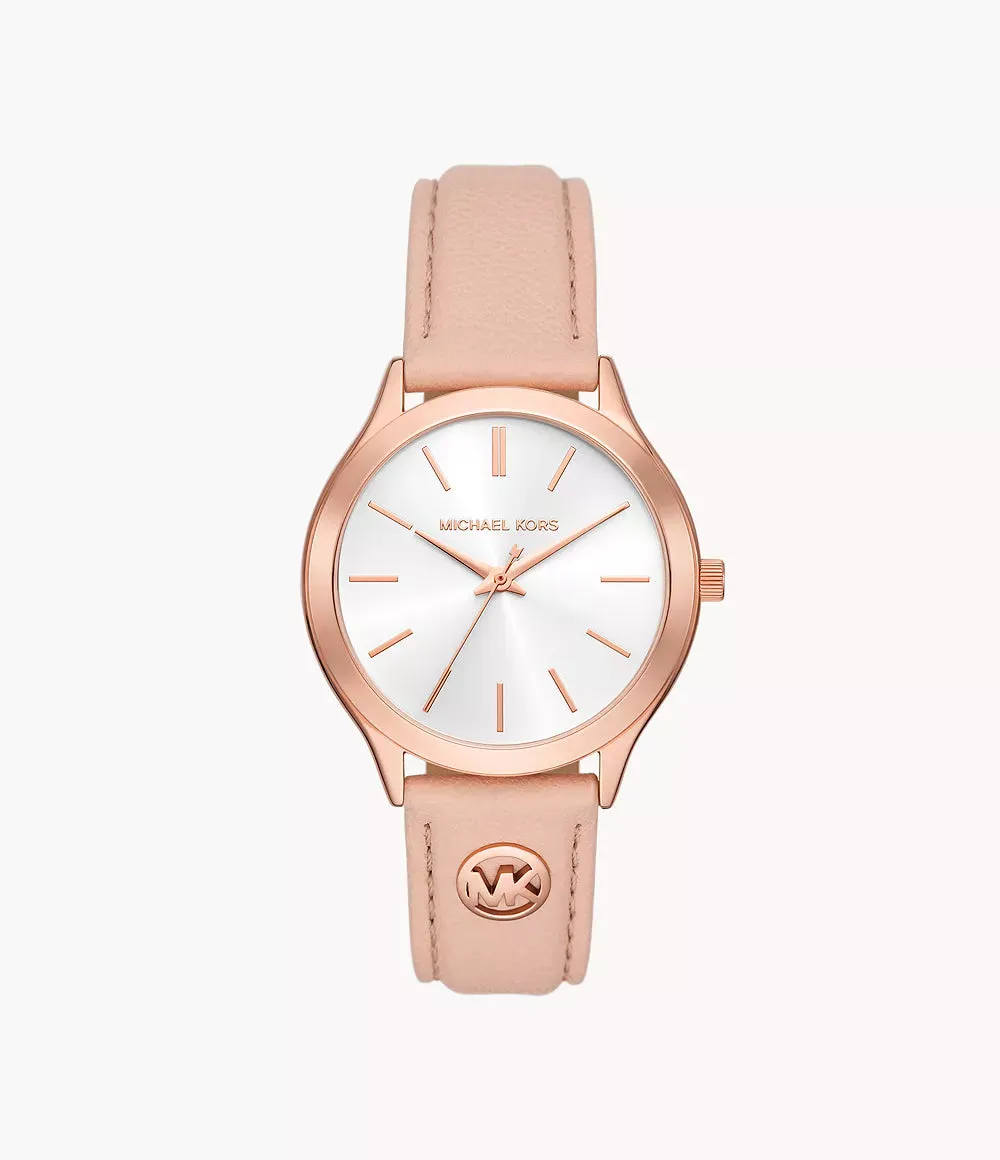 MK7467 Michael Kors Slim Runway Three-Hand Blush Leather Watch